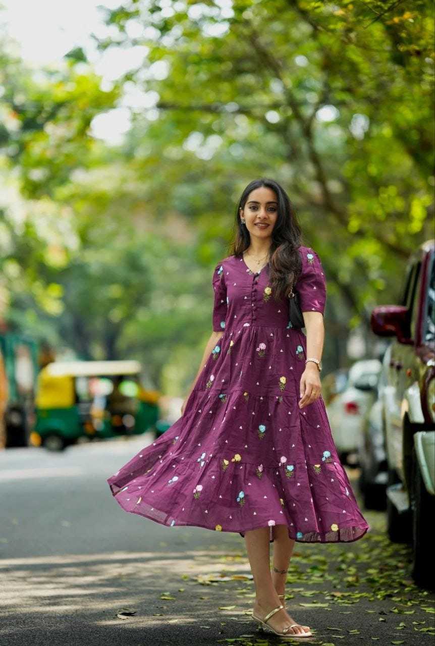 Chanderi Cotton Printed Gown
