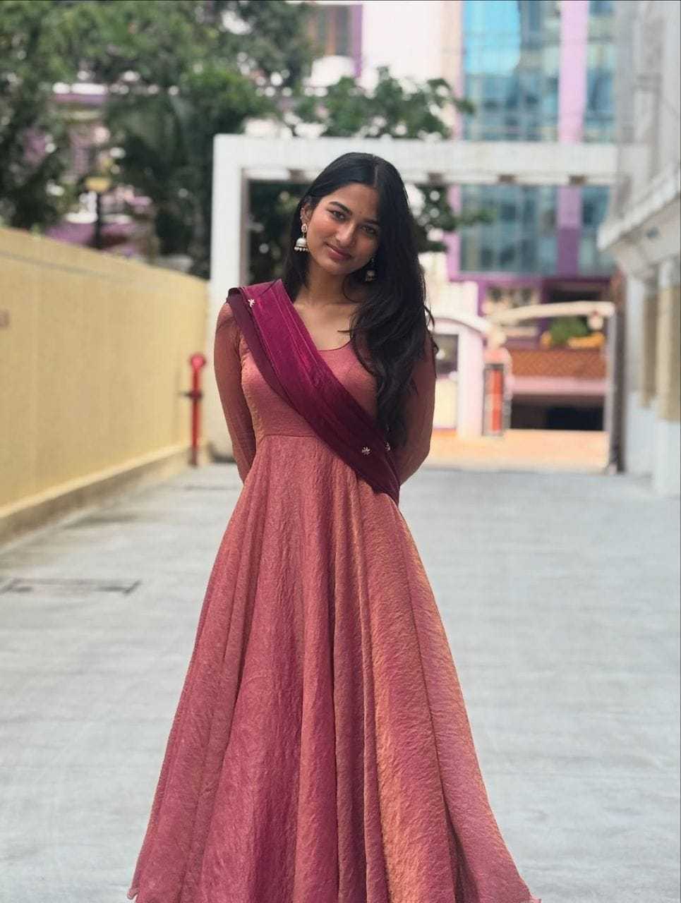 Vichitra Silk Embroidery Gown