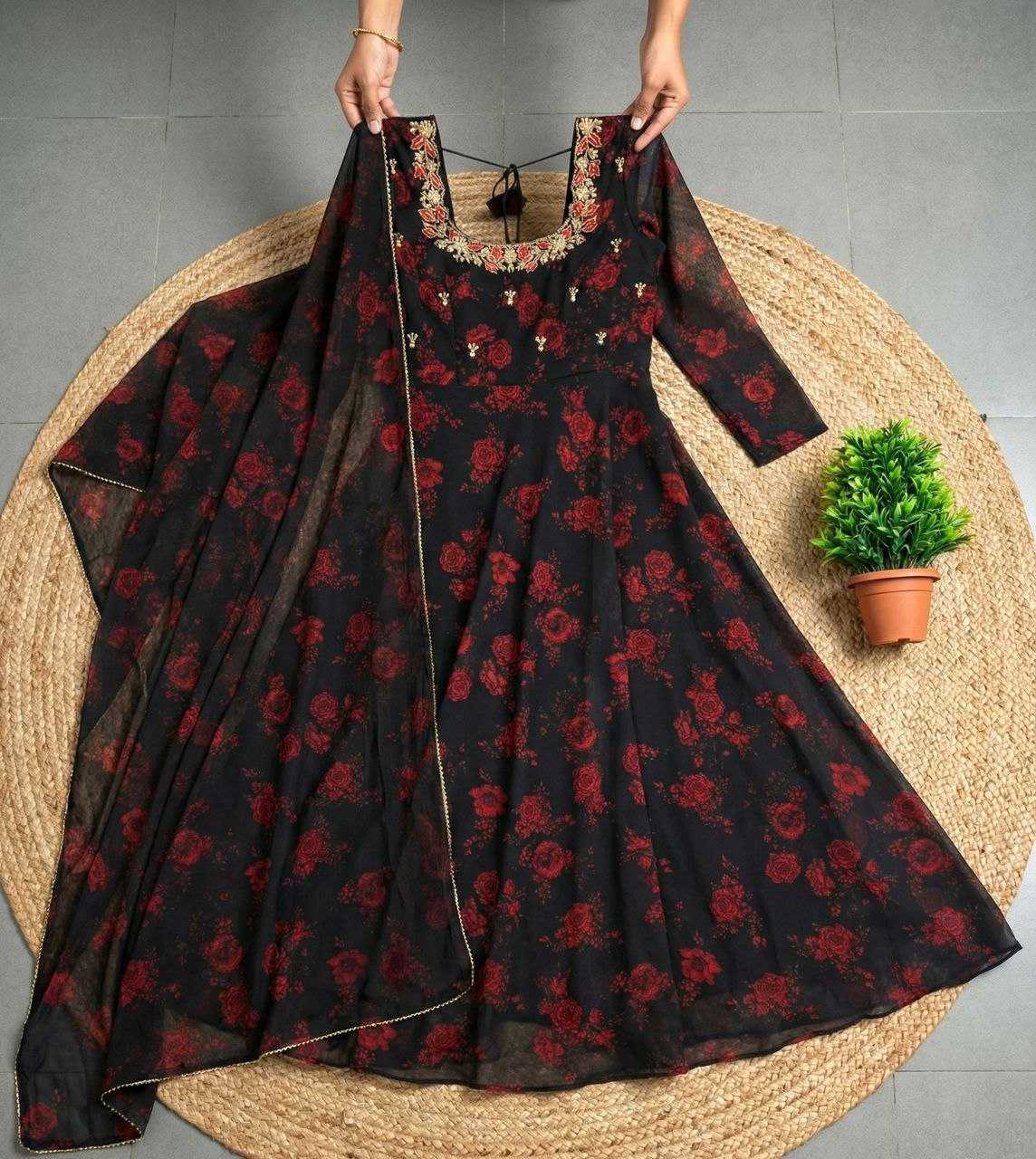 Chiffon Printed Gown