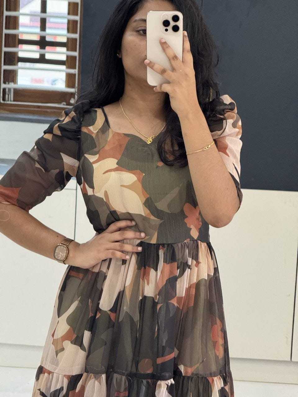 Chiffon Printed Gown