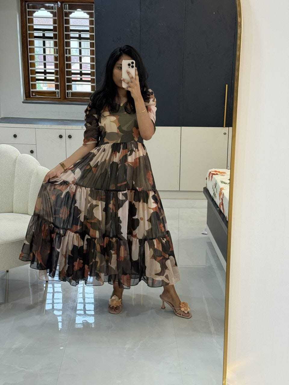 Chiffon Printed Gown