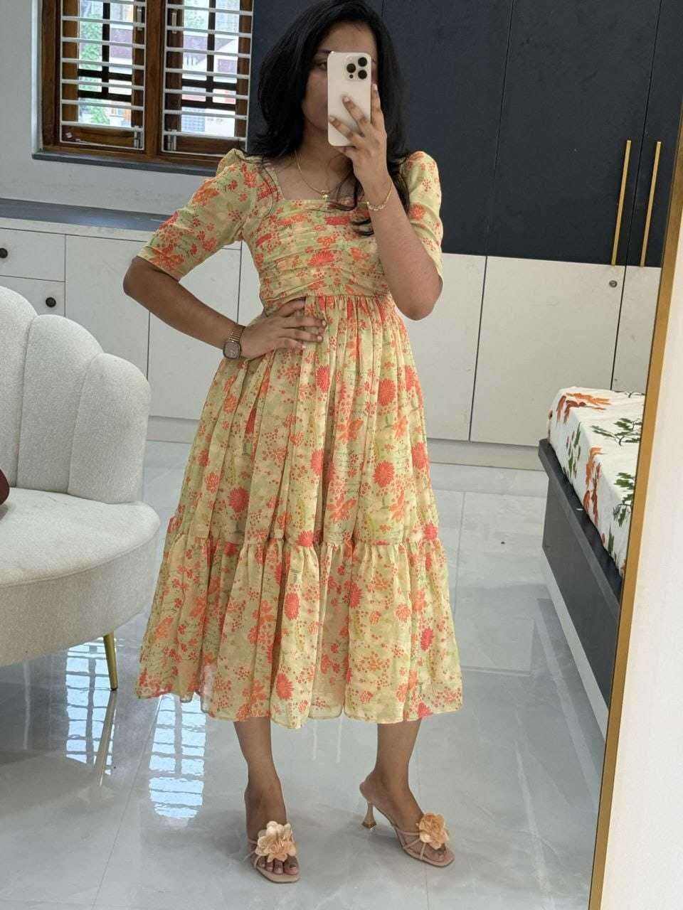 Chiffon Printed Gown
