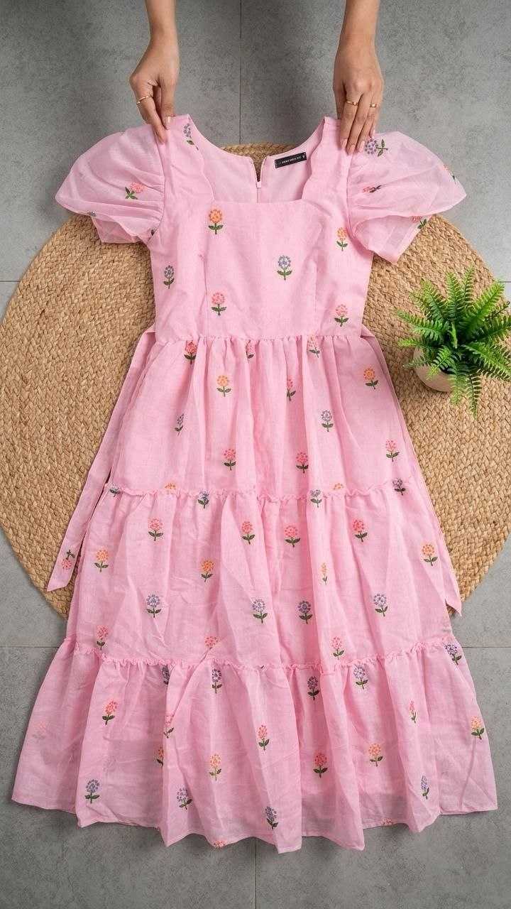 Chanderi Cotton Embroidery Gown