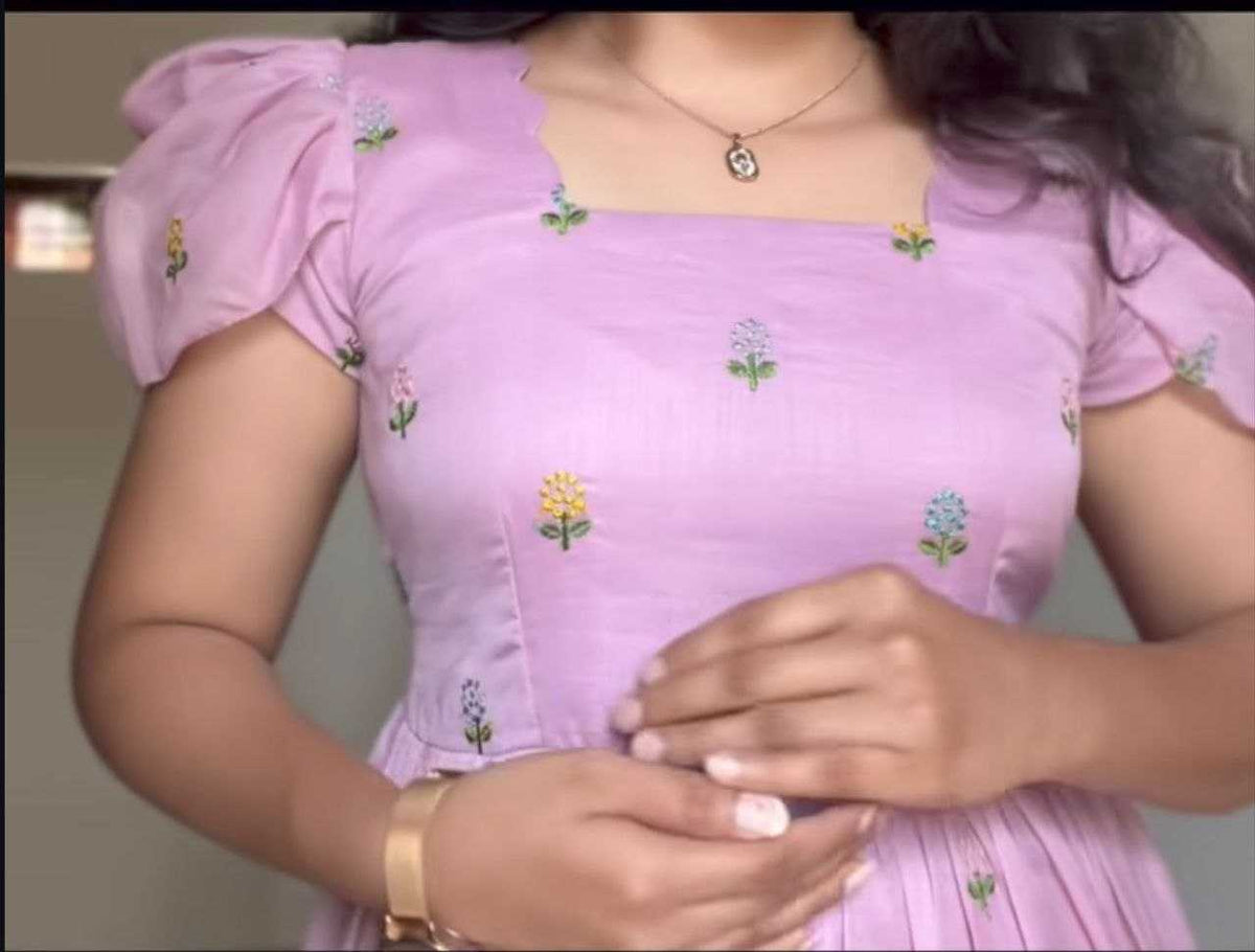 Chanderi Cotton Embroidery Gown