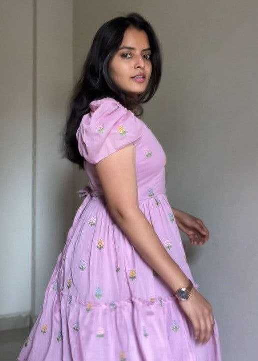 Chanderi Cotton Embroidery Gown