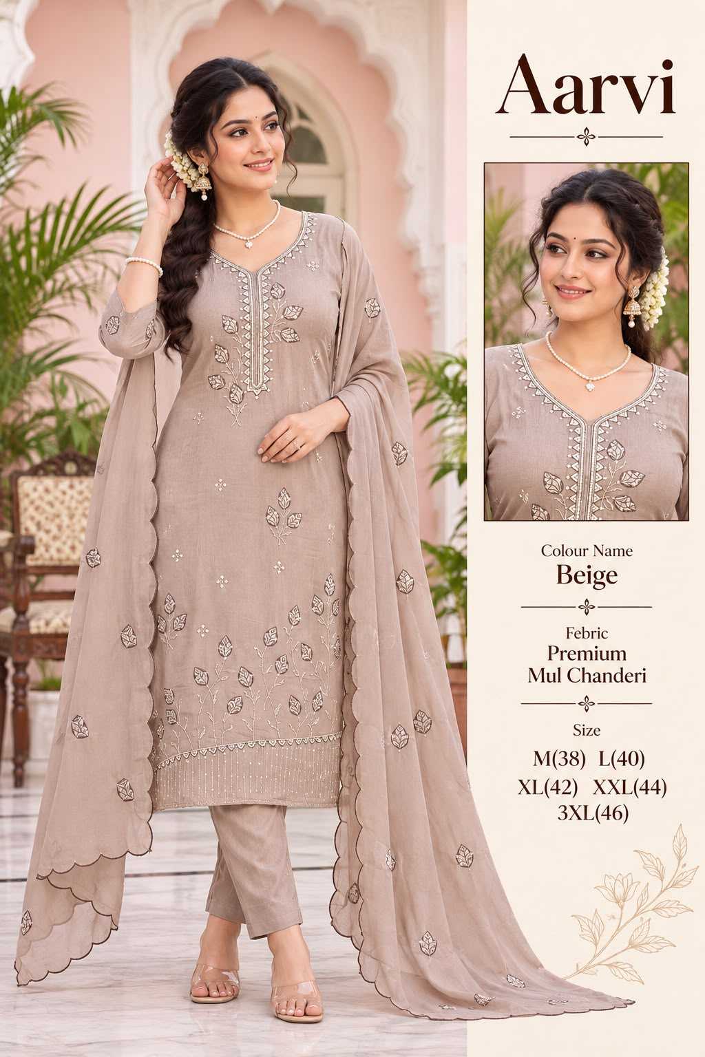Aarvi Chanderi Cotton Anarkali Suit
