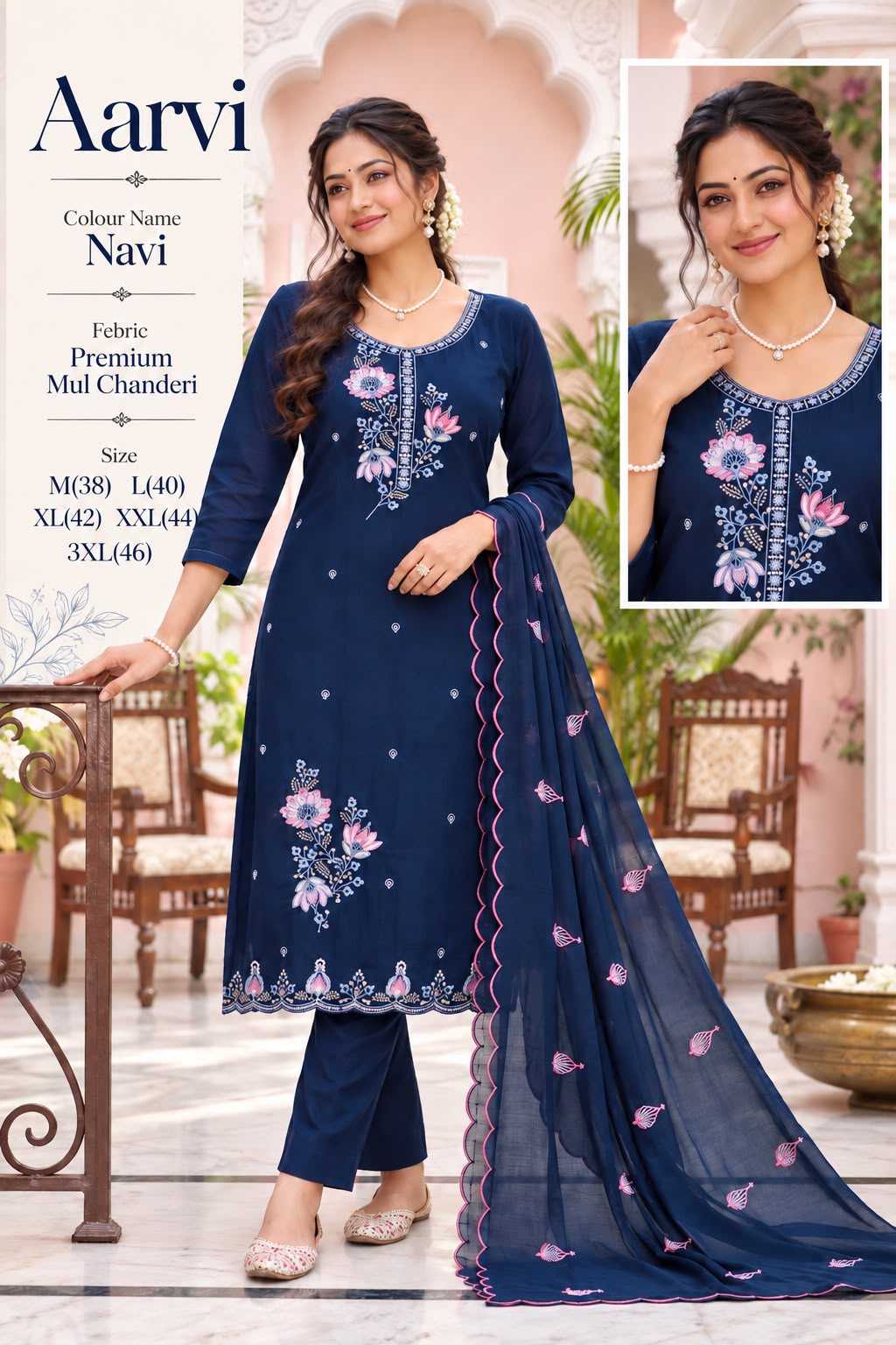 Aarvi Chanderi Cotton Anarkali Suit