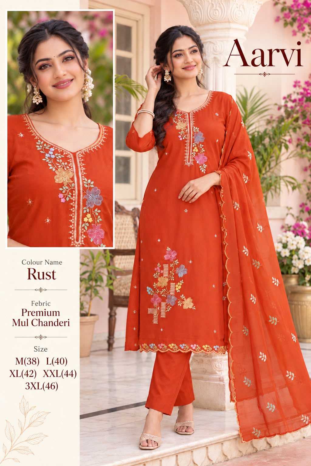 Aarvi Chanderi Cotton Anarkali Suit
