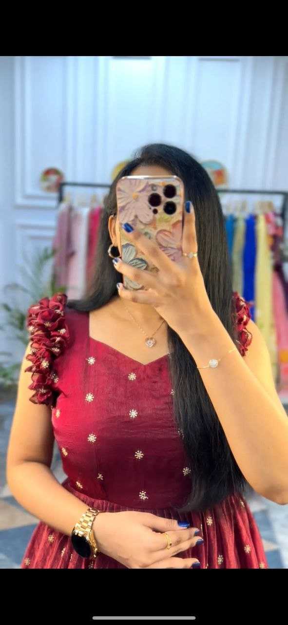 Vichitra Silk Embroidery Gown