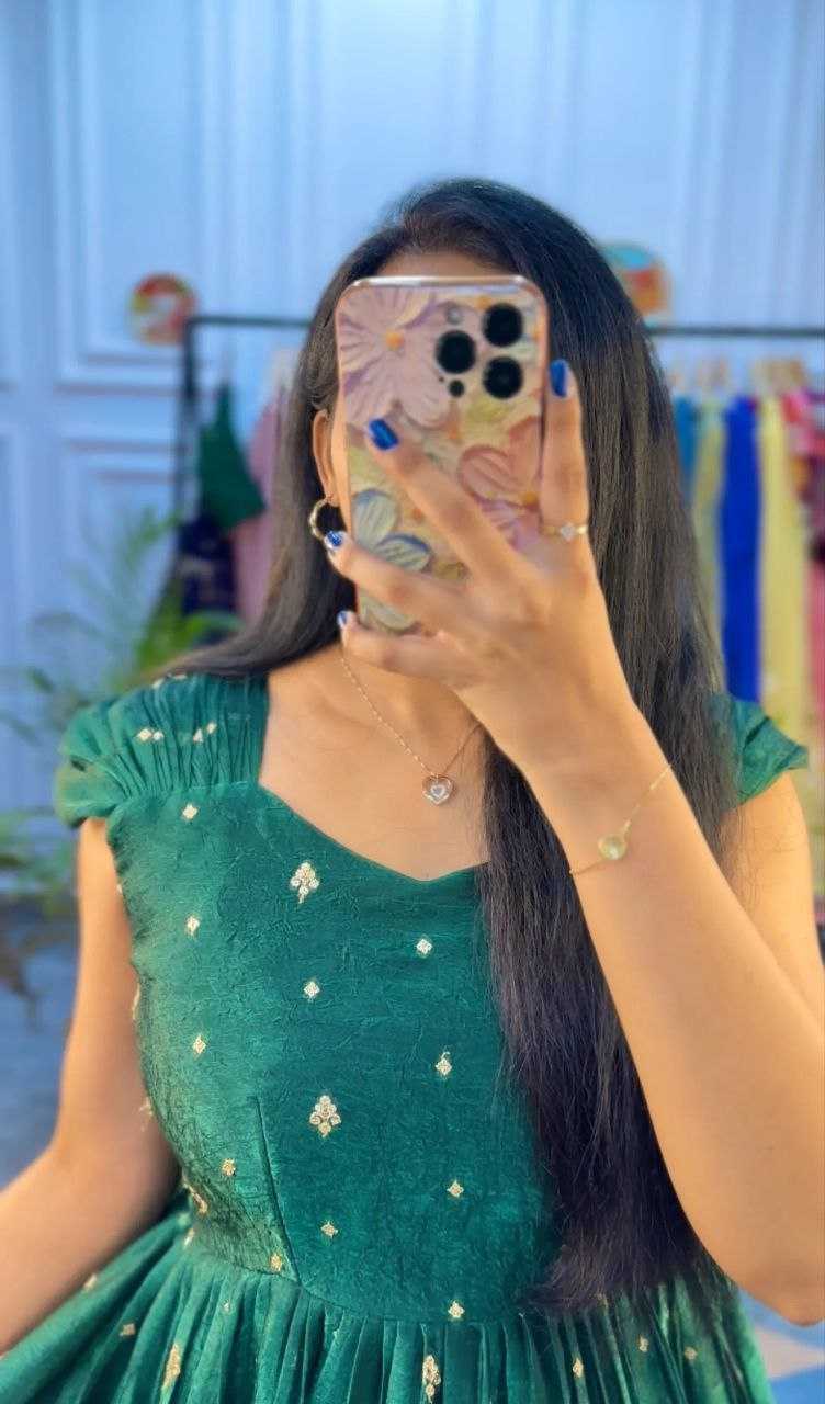 Vichitra Silk Embroidery Gown