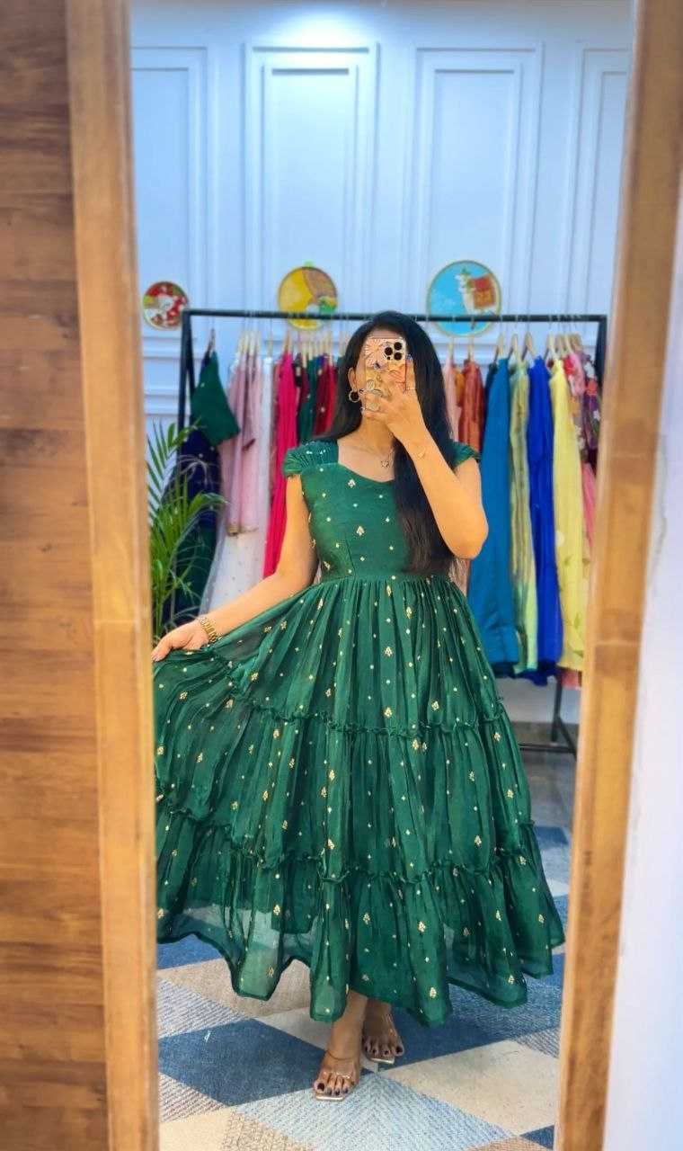 Vichitra Silk Embroidery Gown