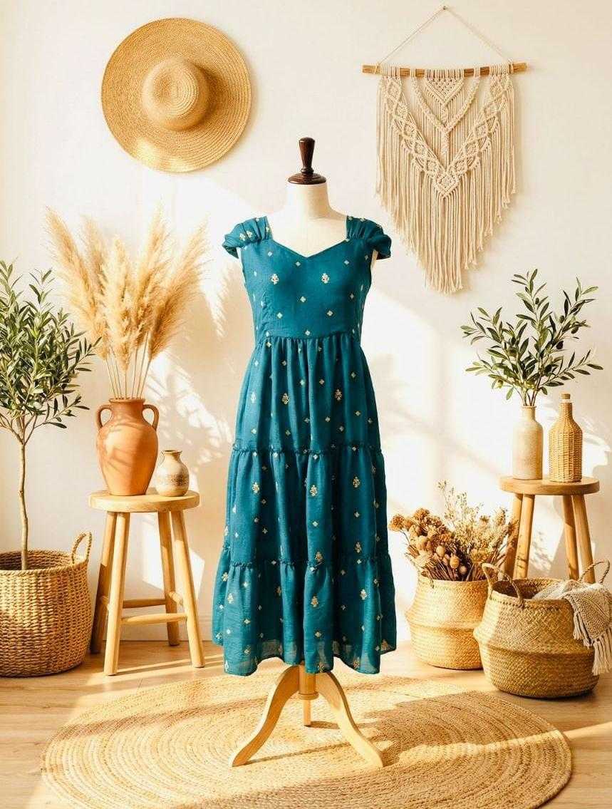 Vichitra Silk Embroidery Gown