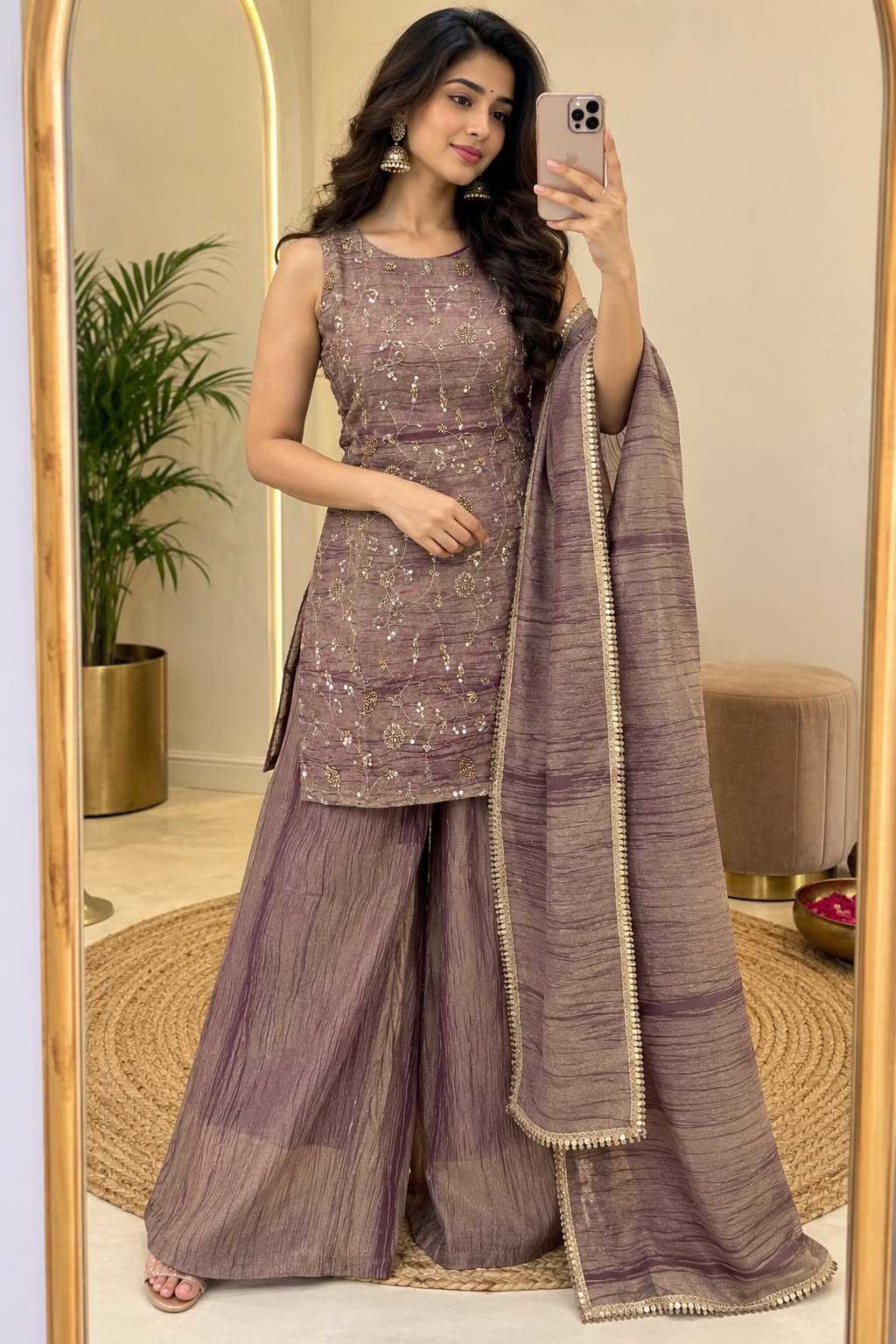 Aavya Tissue Silk Sharara Salwar Suit