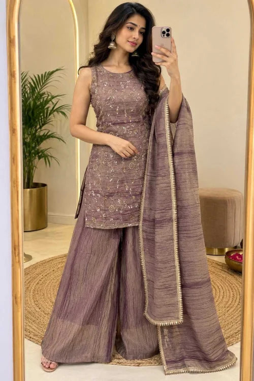 Aavya Tissue Silk Sharara Salwar Suit