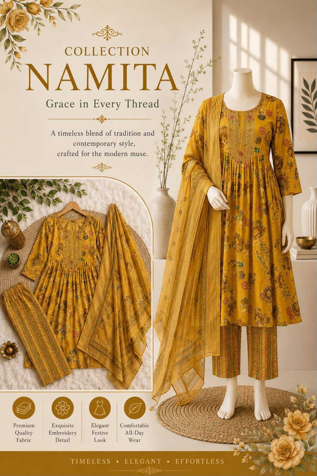 Adds Muslin Embroidery Suit