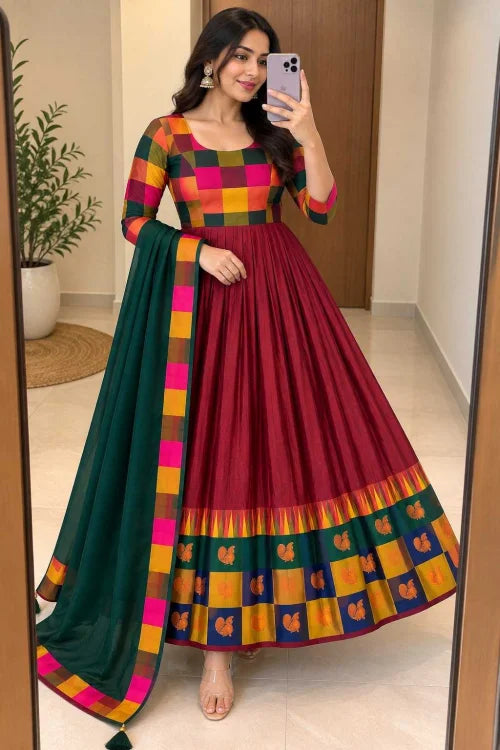 Ashwini Soft Cotton Silk Fancy Gown