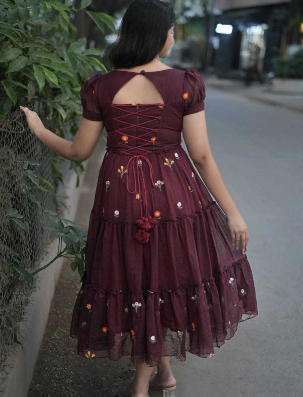 Vichitra Silk Embroidery Gown