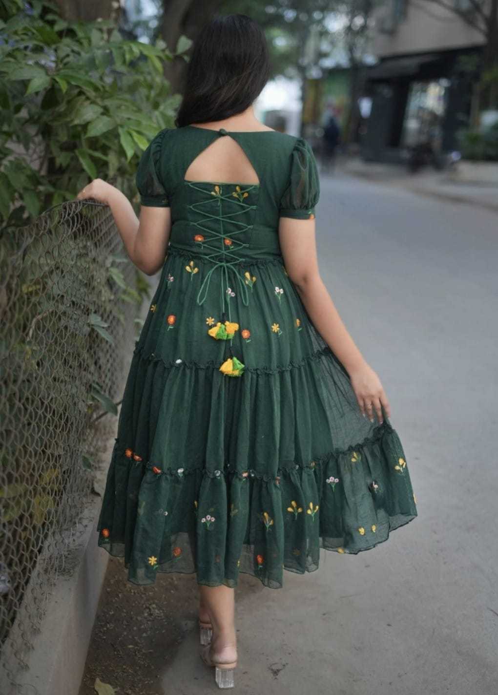 Vichitra Silk Embroidery Gown