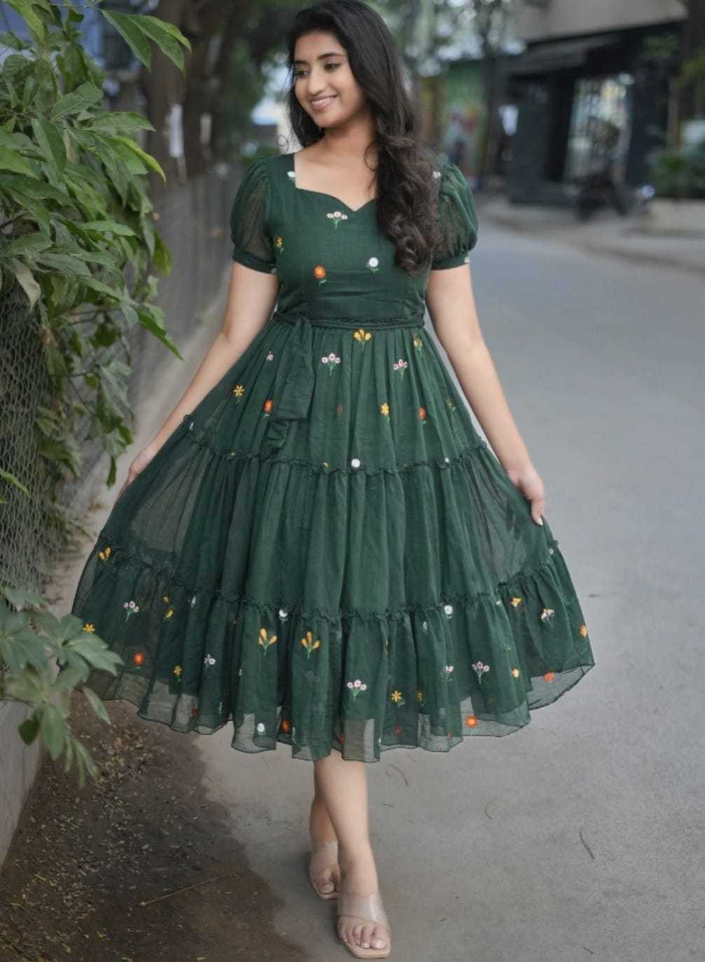 Vichitra Silk Embroidery Gown