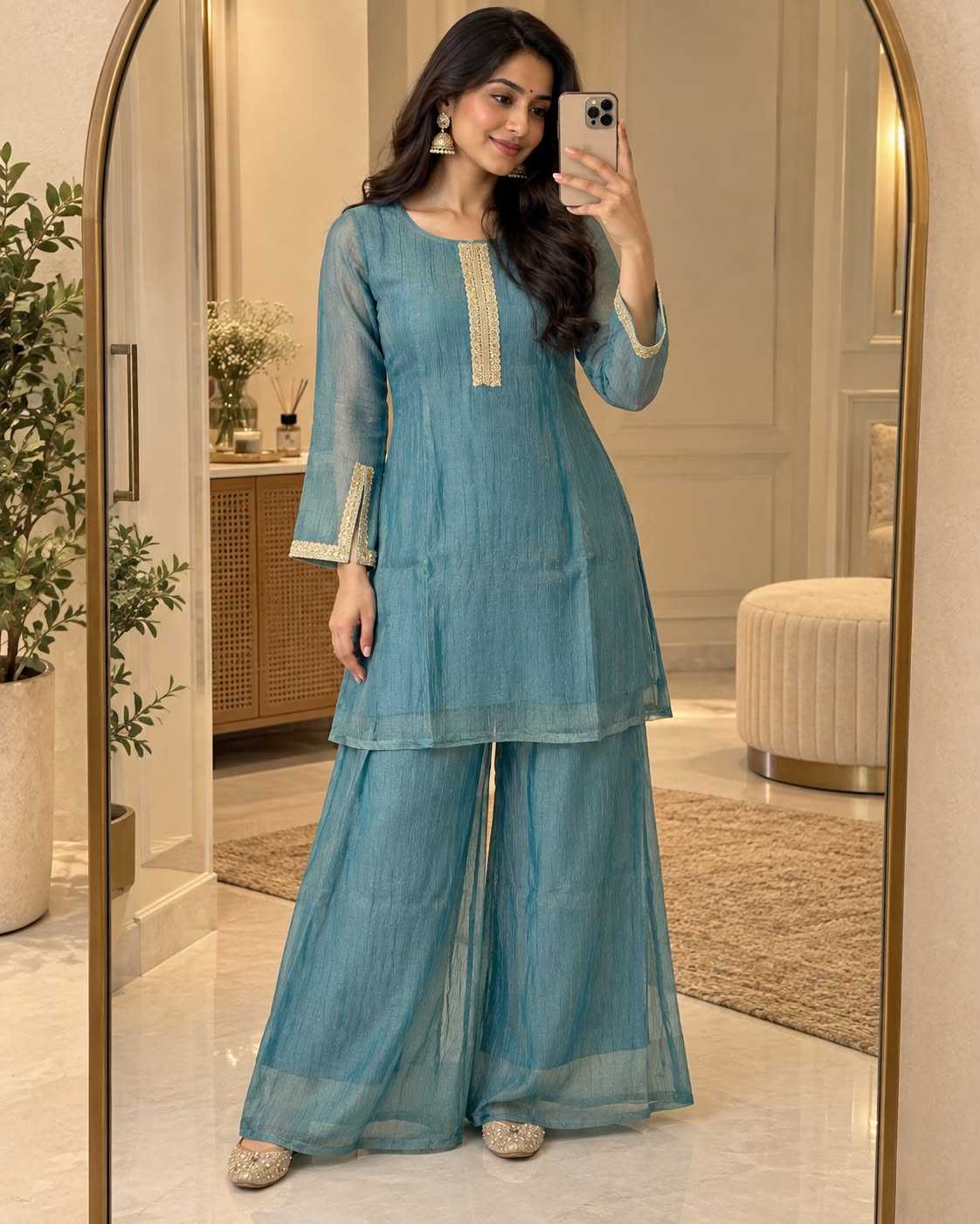 Crush Tissue Silk Party Wear Suit