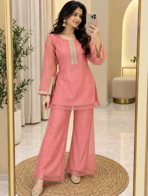 Crush Tissue Silk Party Wear Suit