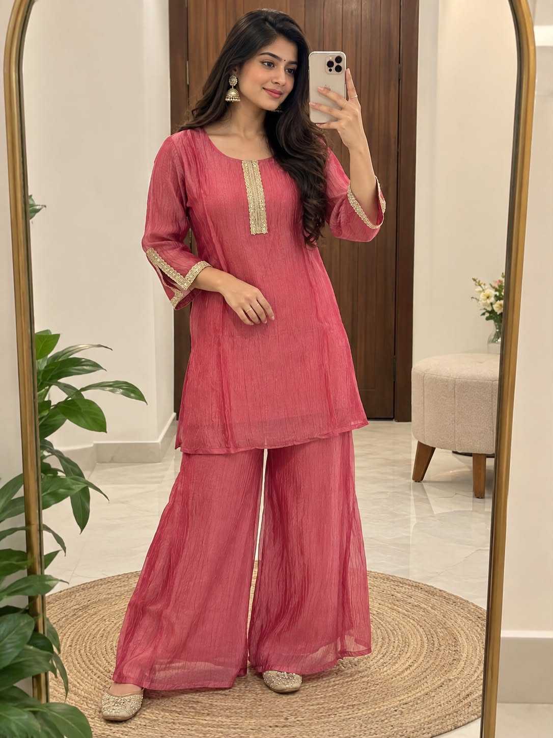 Crush Tissue Silk Party Wear Suit