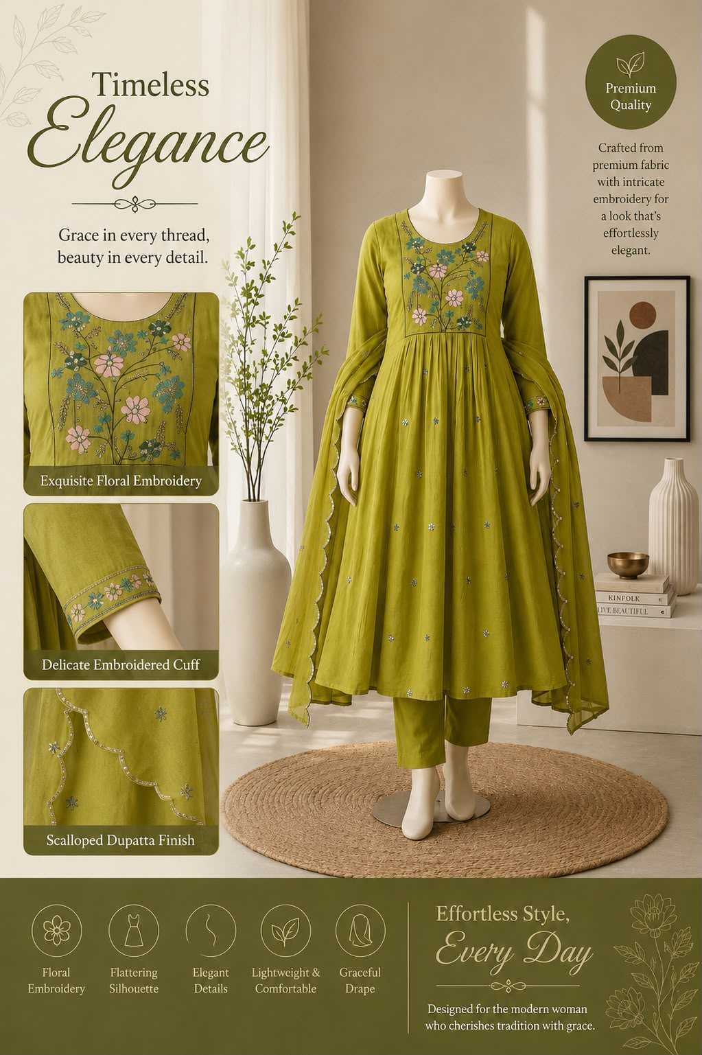 Drishti Chanderi Cotton Festive Kurti