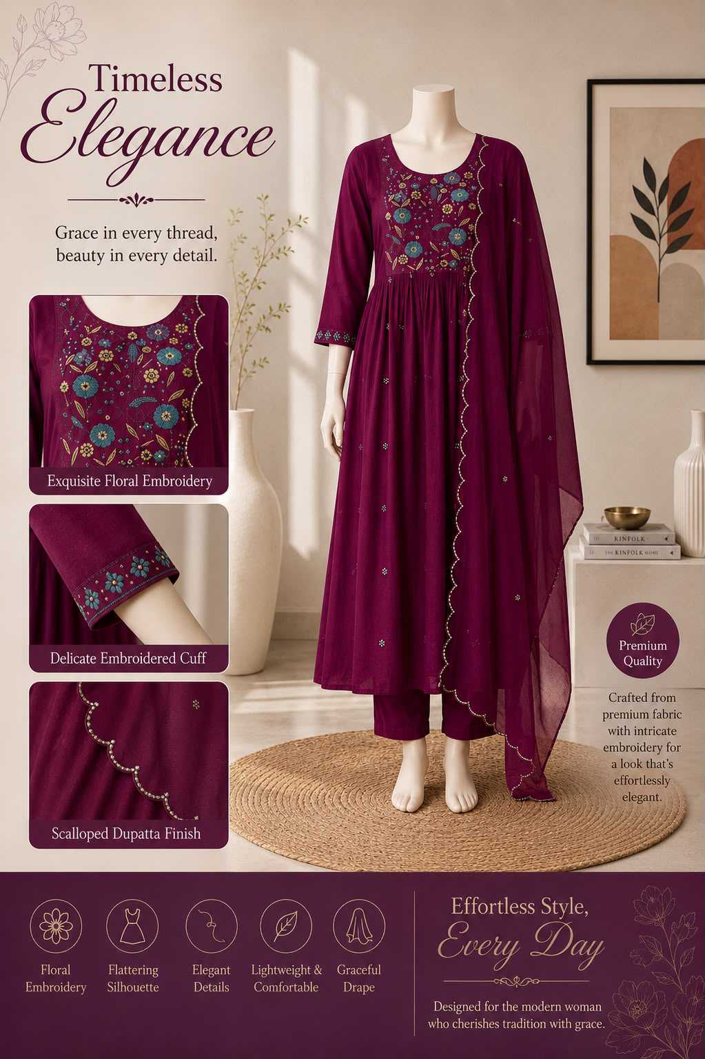 Drishti Chanderi Cotton Festive Kurti