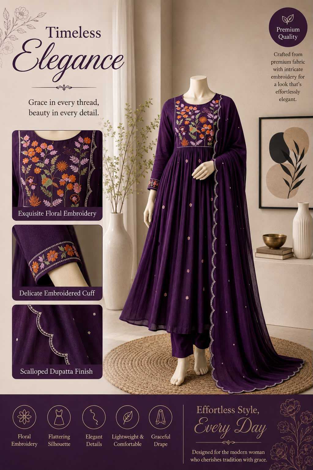 Drishti Chanderi Cotton Festive Kurti