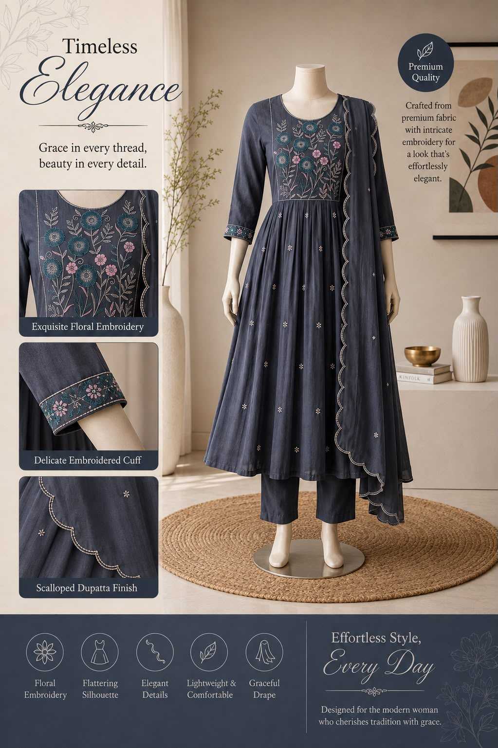 Drishti Chanderi Cotton Festive Kurti