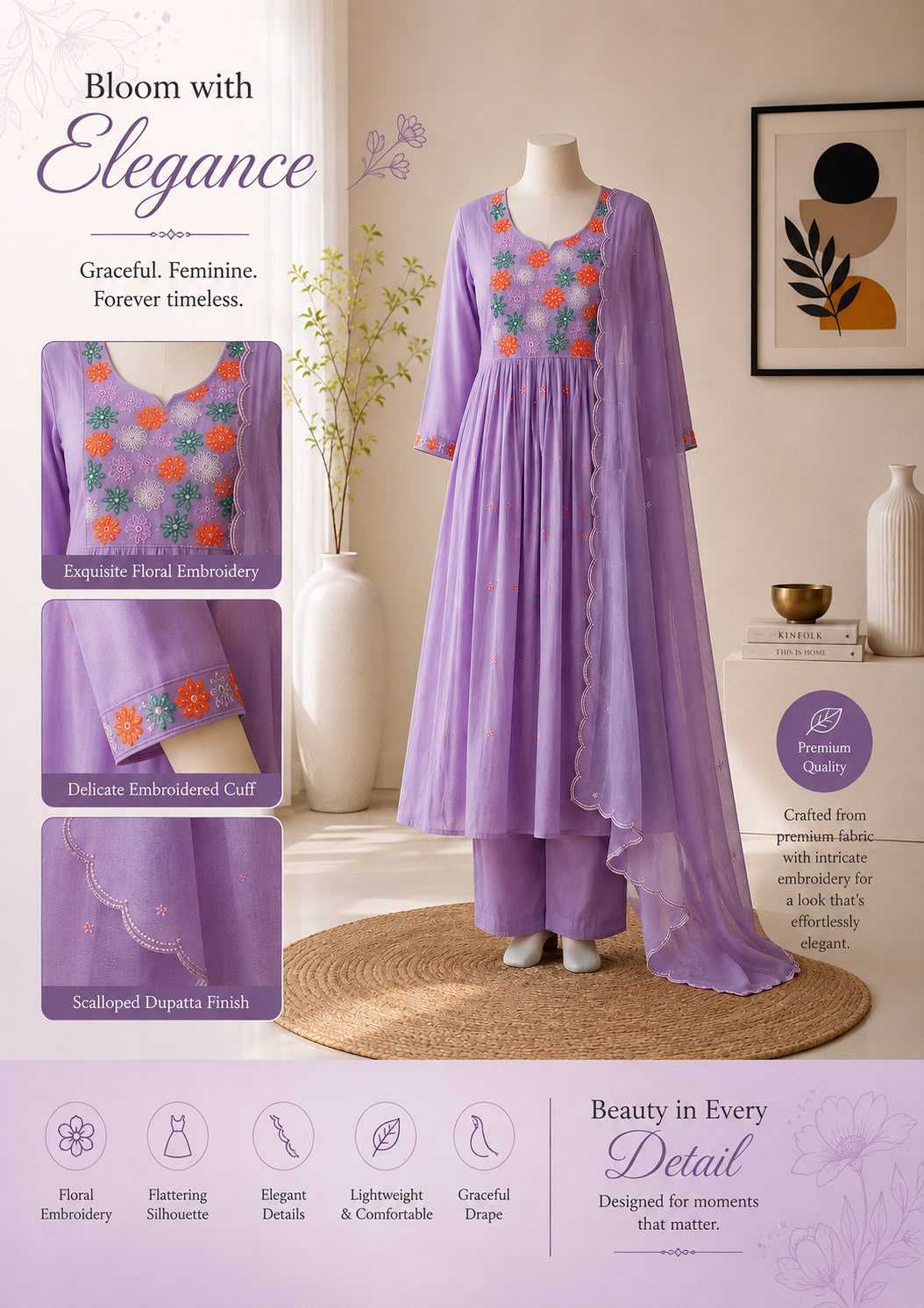 Drishti Chanderi Cotton Festive Kurti