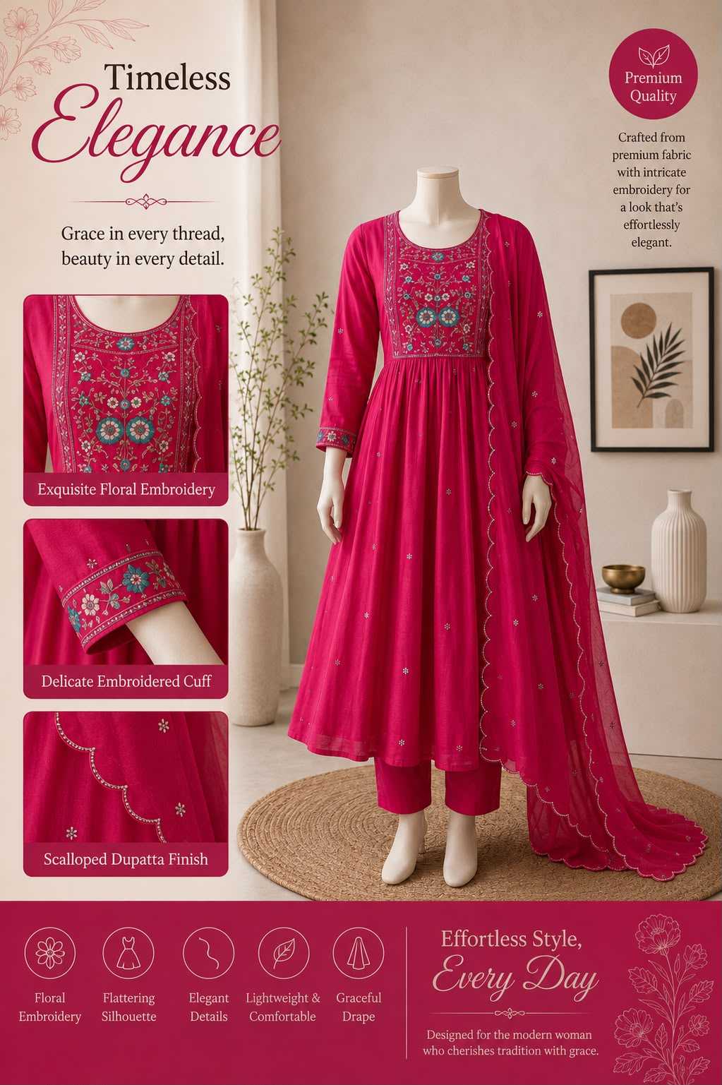 Drishti Chanderi Cotton Festive Kurti