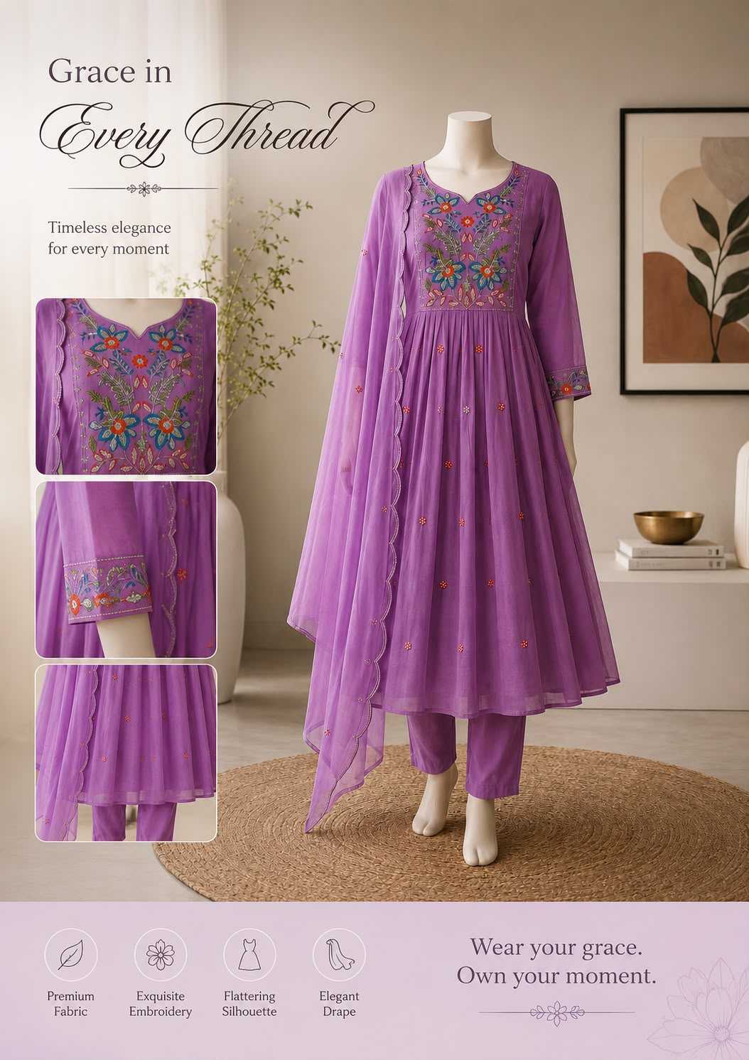 Drishti Chanderi Cotton Festive Kurti
