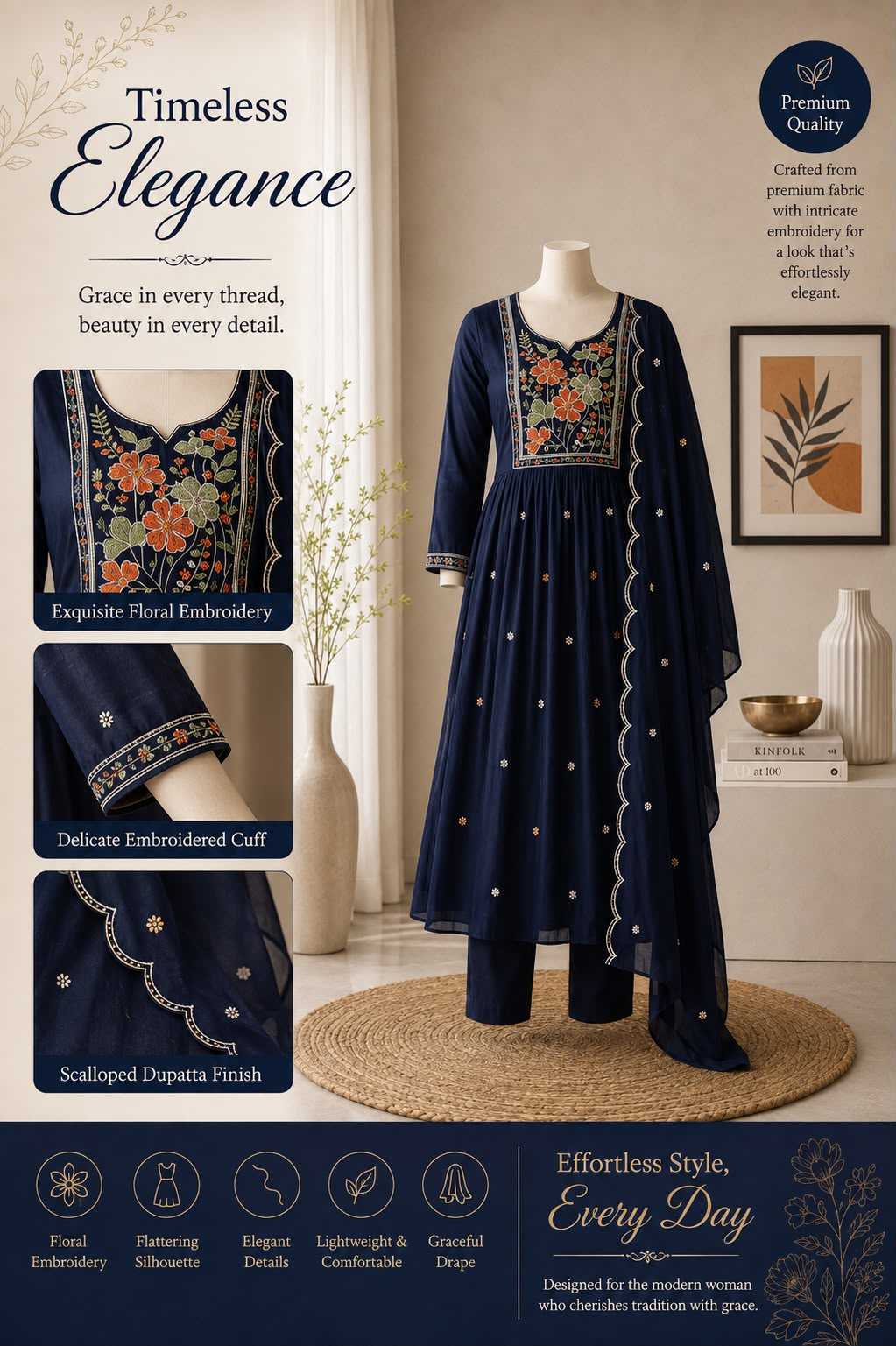 Drishti Chanderi Cotton Festive Kurti