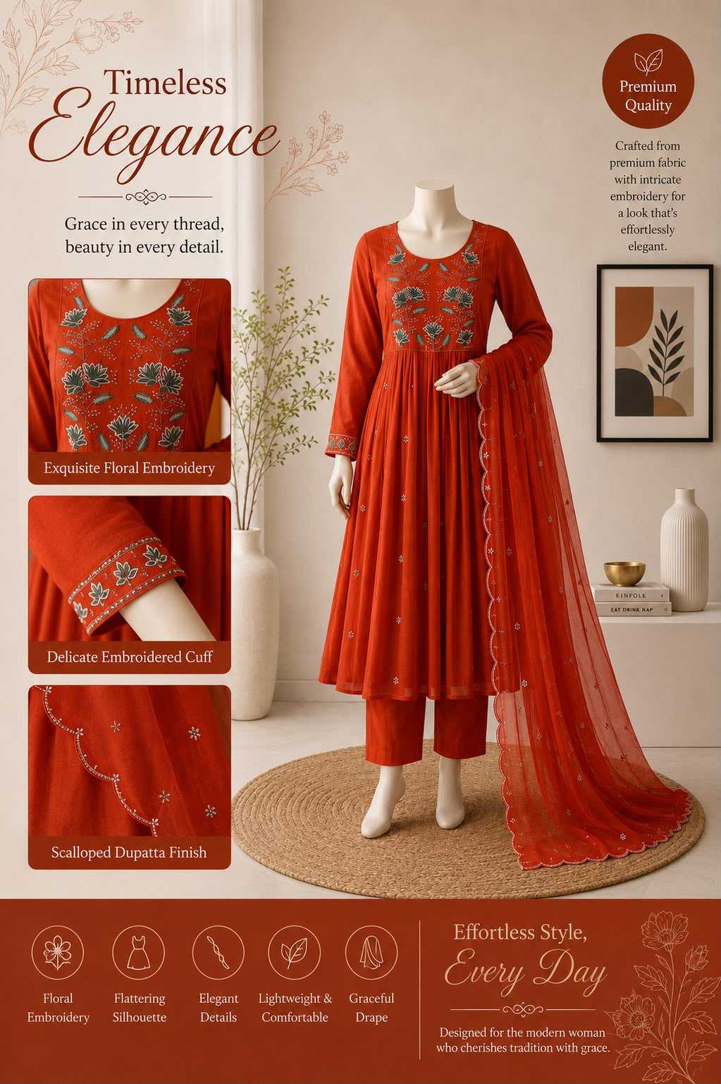 Drishti Chanderi Cotton Festive Kurti
