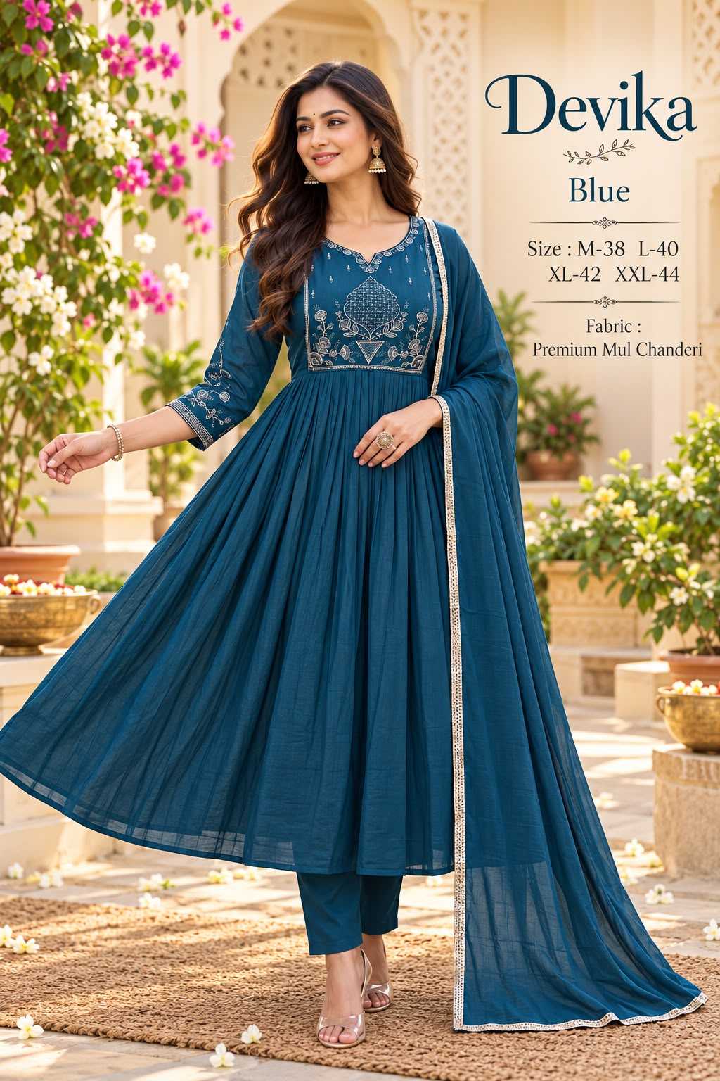 Emb Chanderi Cotton Festive Kurti