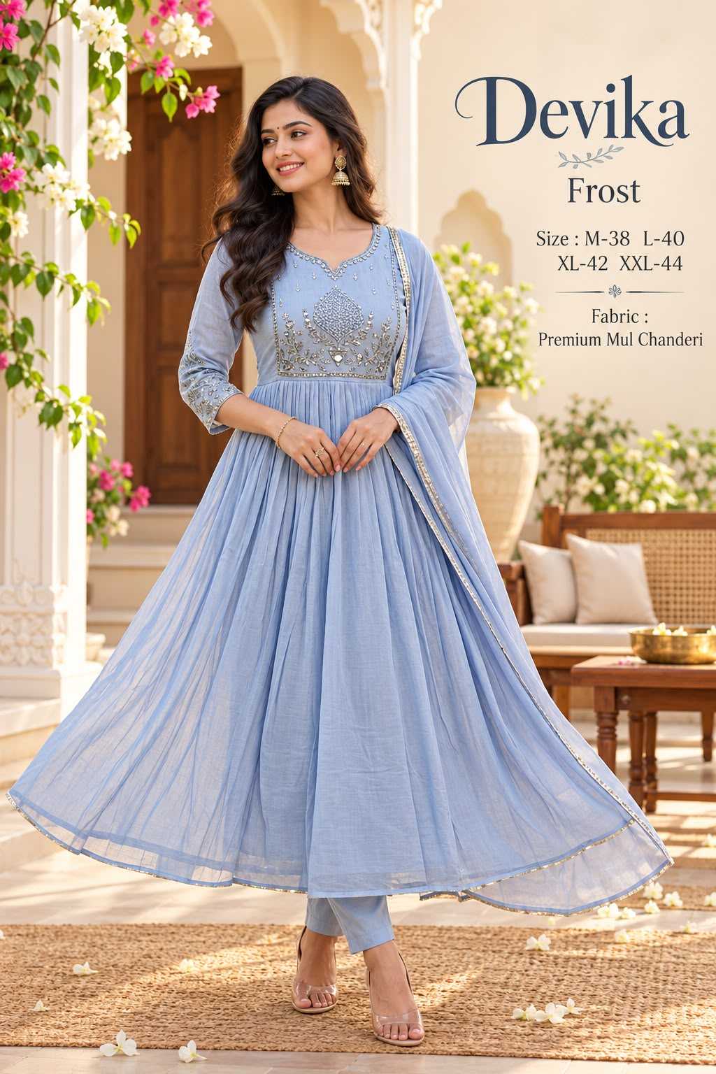 Emb Chanderi Cotton Festive Kurti