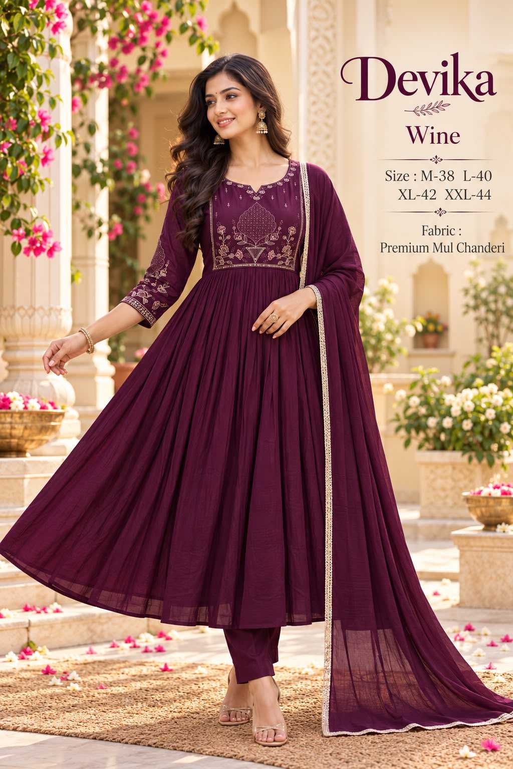 Emb Chanderi Cotton Festive Kurti