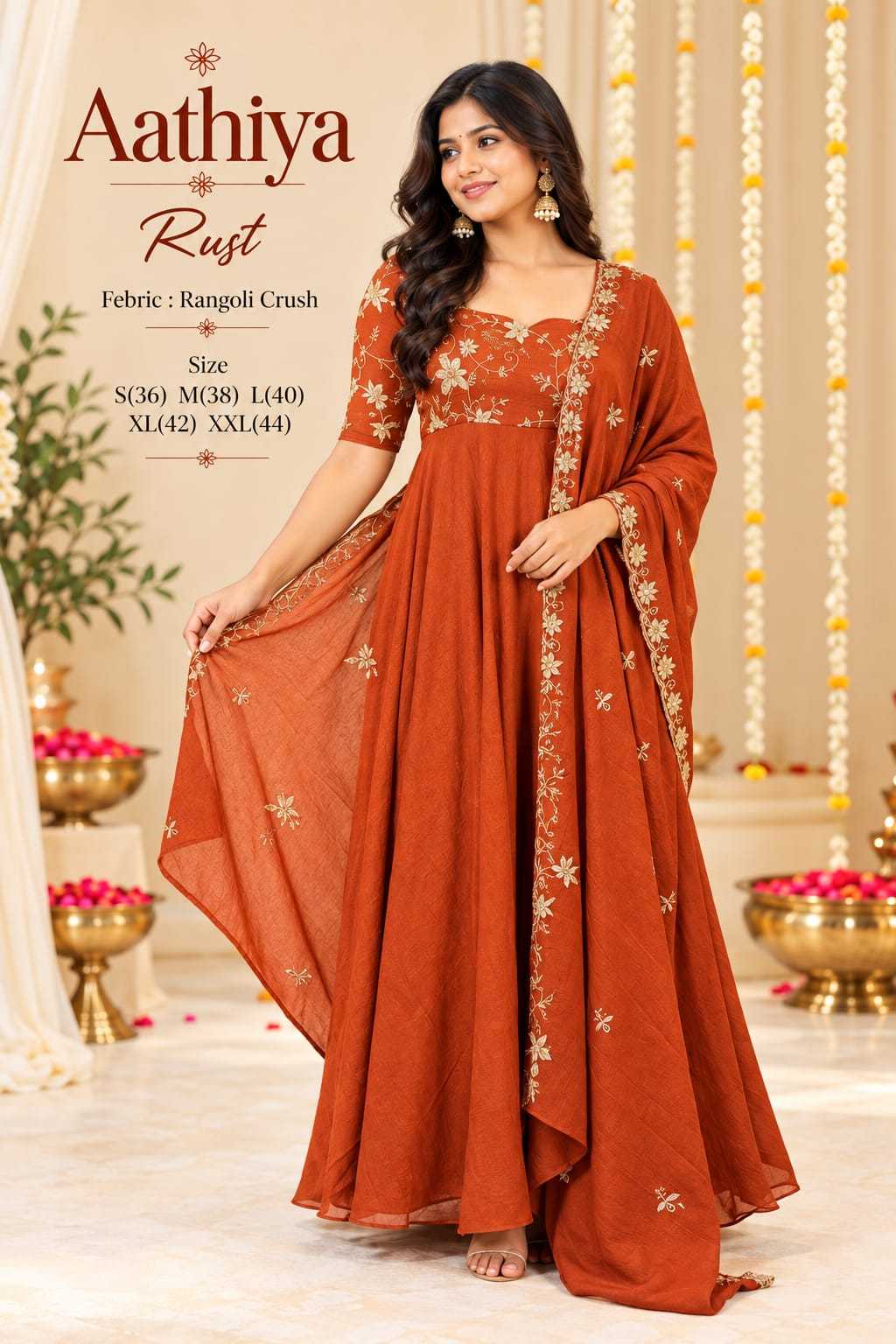 Emb Georgette Printed Gown