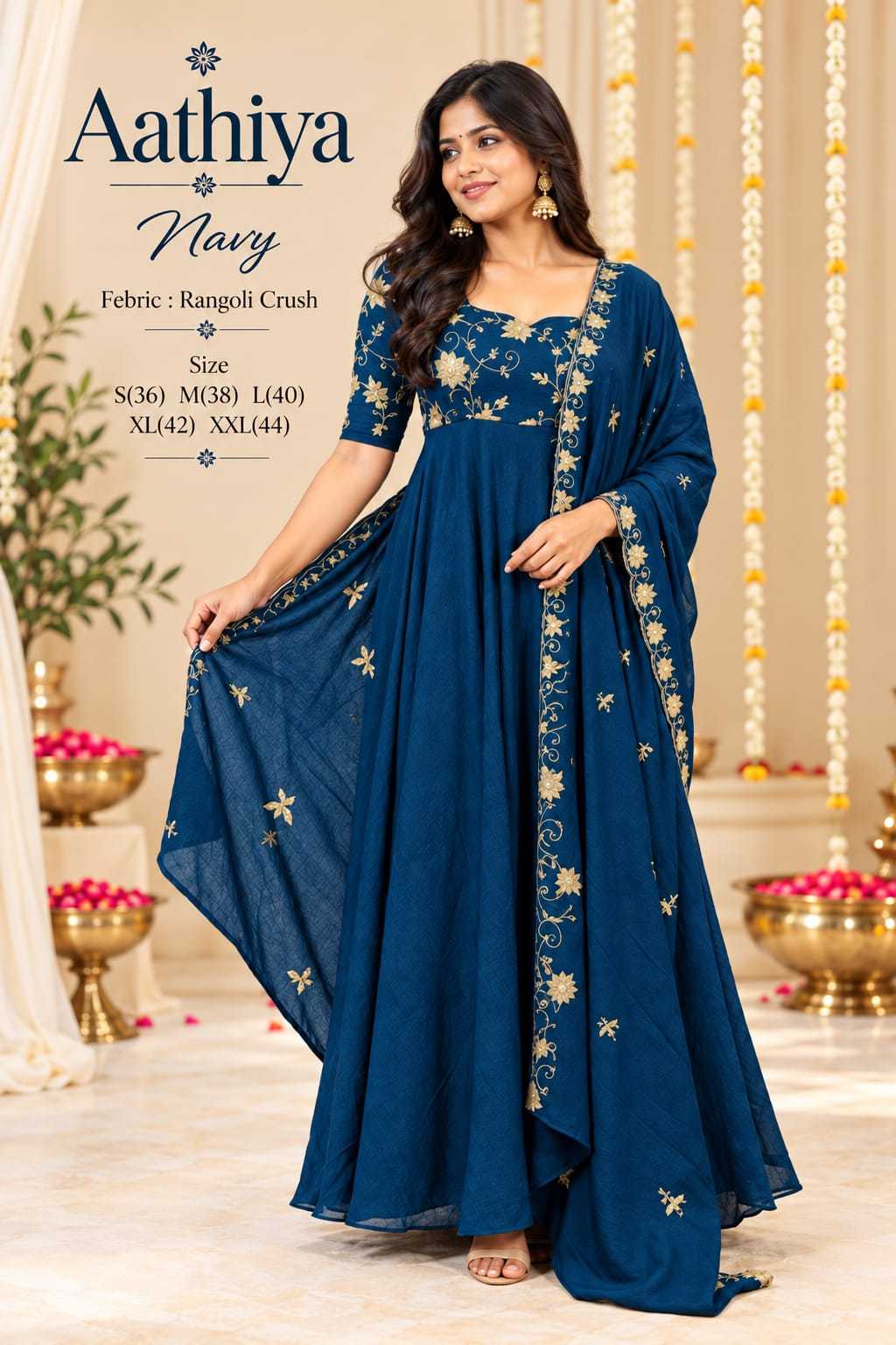 Emb Georgette Printed Gown