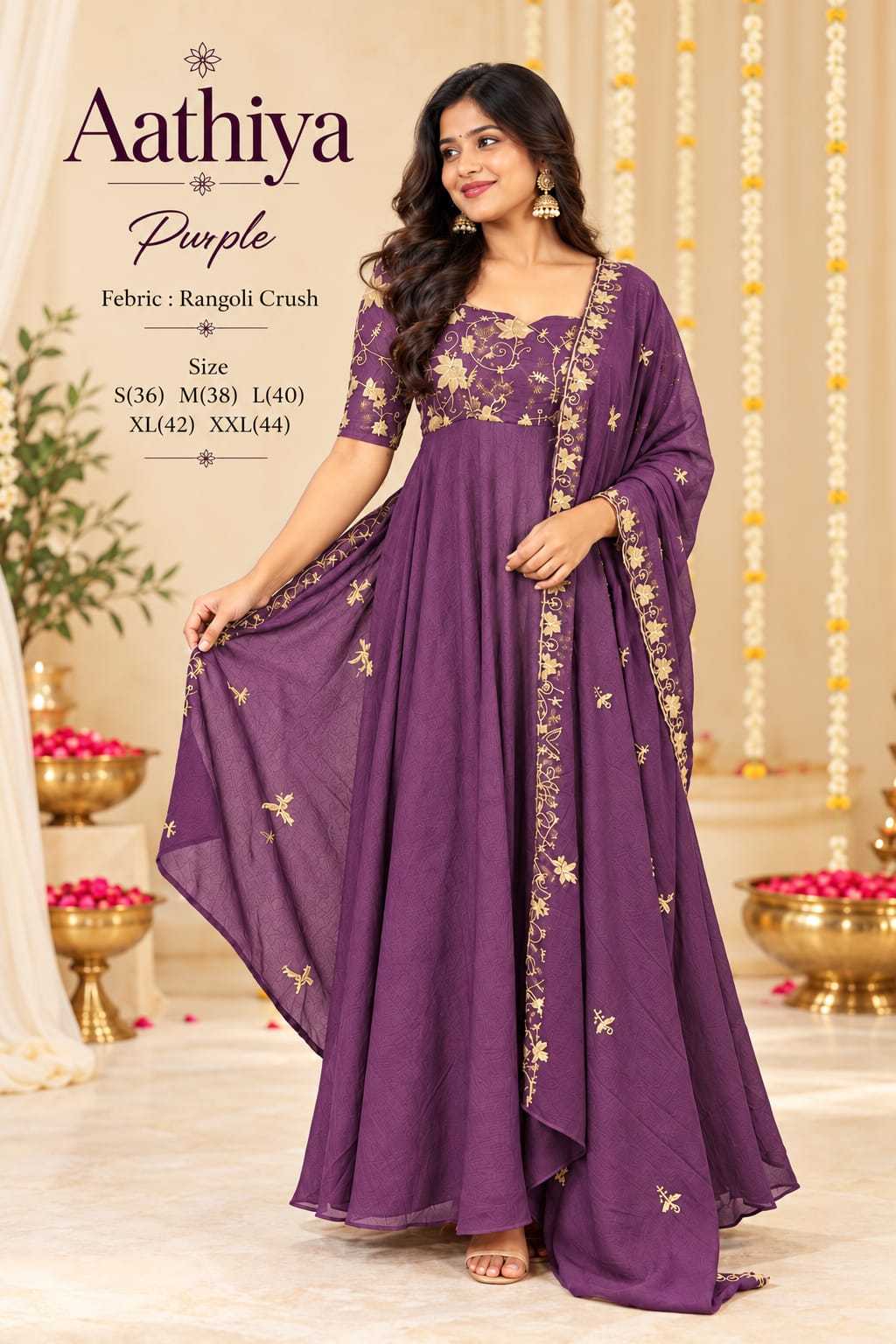 Emb Georgette Printed Gown