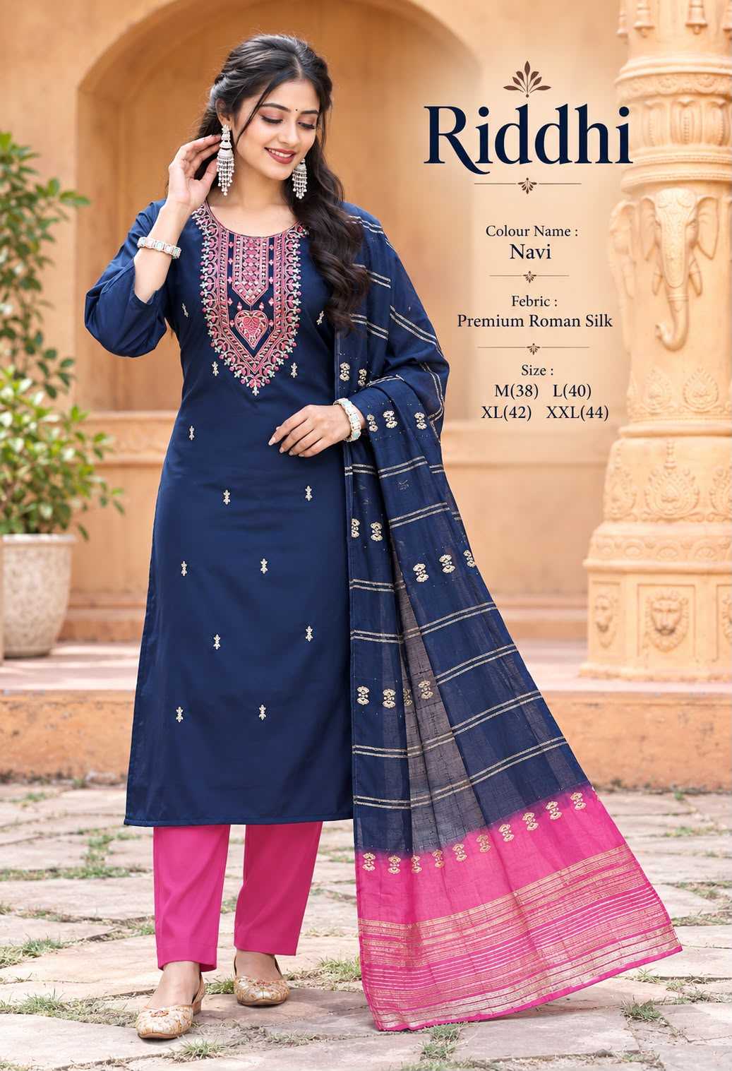 Fabric Heavy Roman Silk Party Wear Kurti