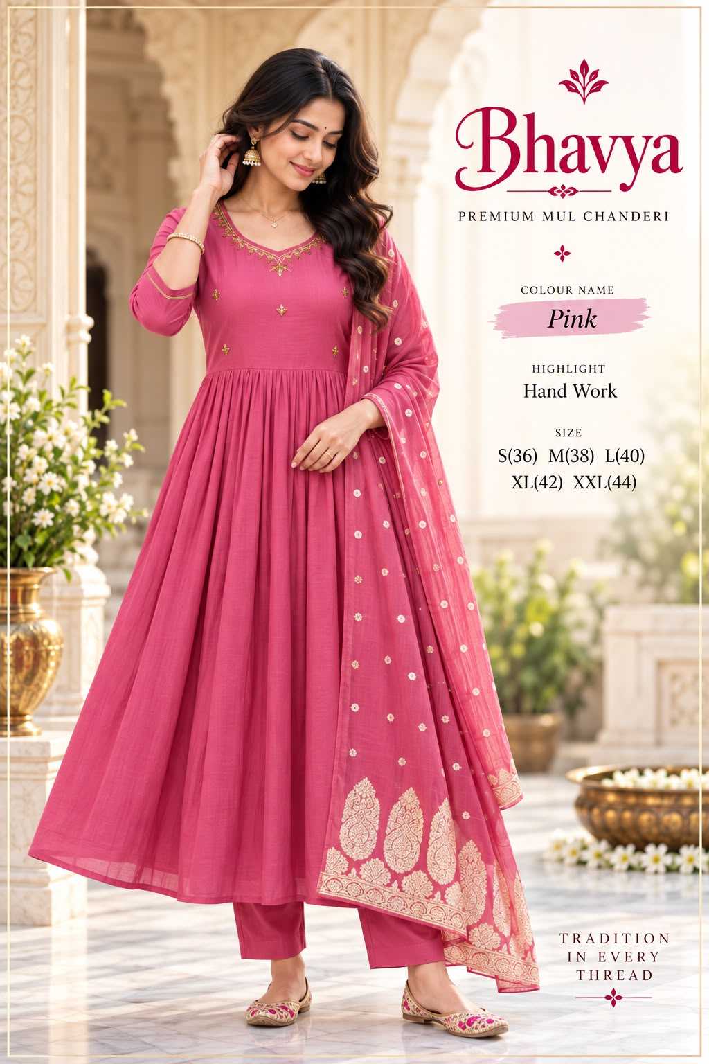 Feat Chanderi Silk Anarkali Suit