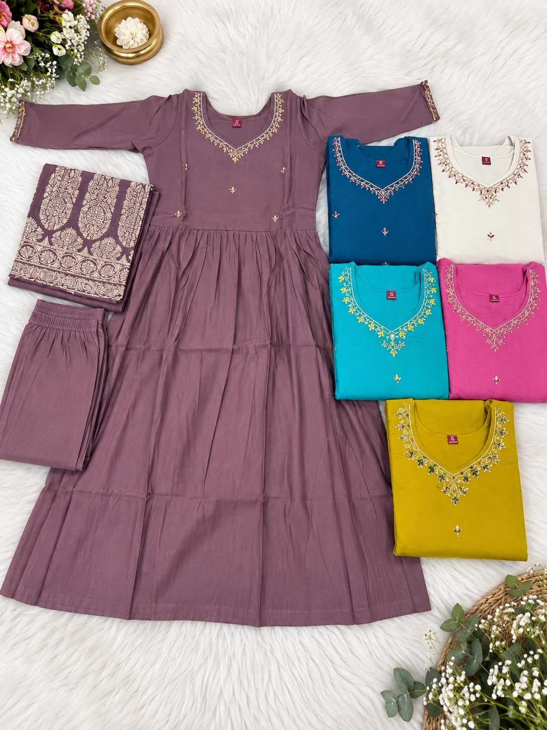 Feat Chanderi Silk Anarkali Suit