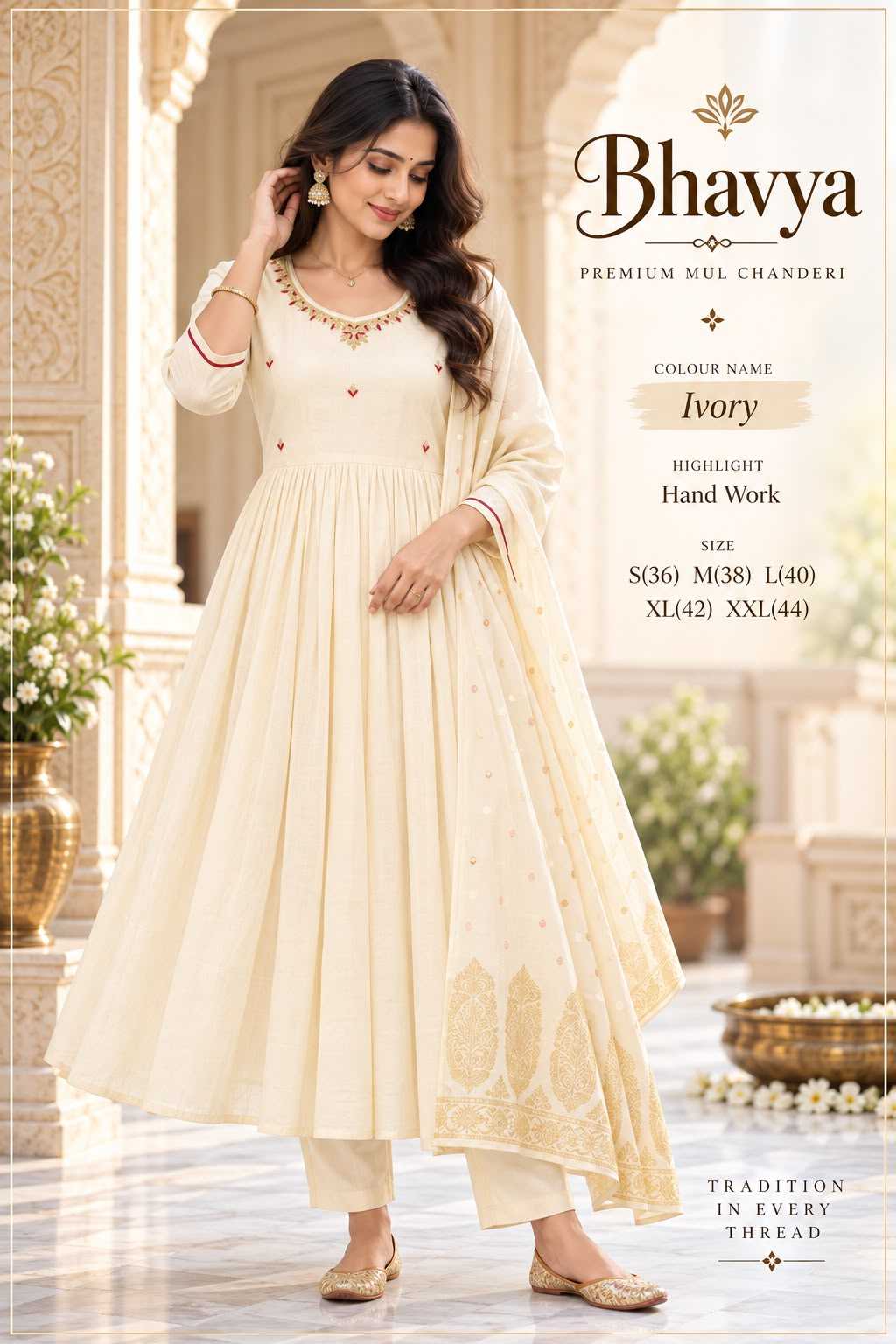 Feat Chanderi Silk Anarkali Suit