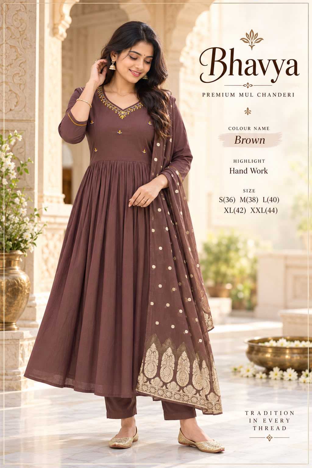 Feat Chanderi Silk Anarkali Suit