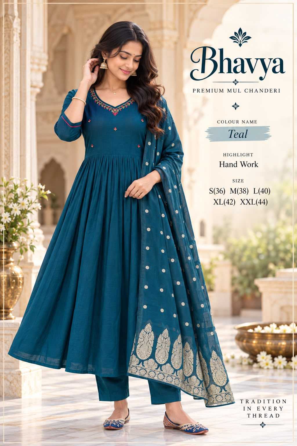 Feat Chanderi Silk Anarkali Suit