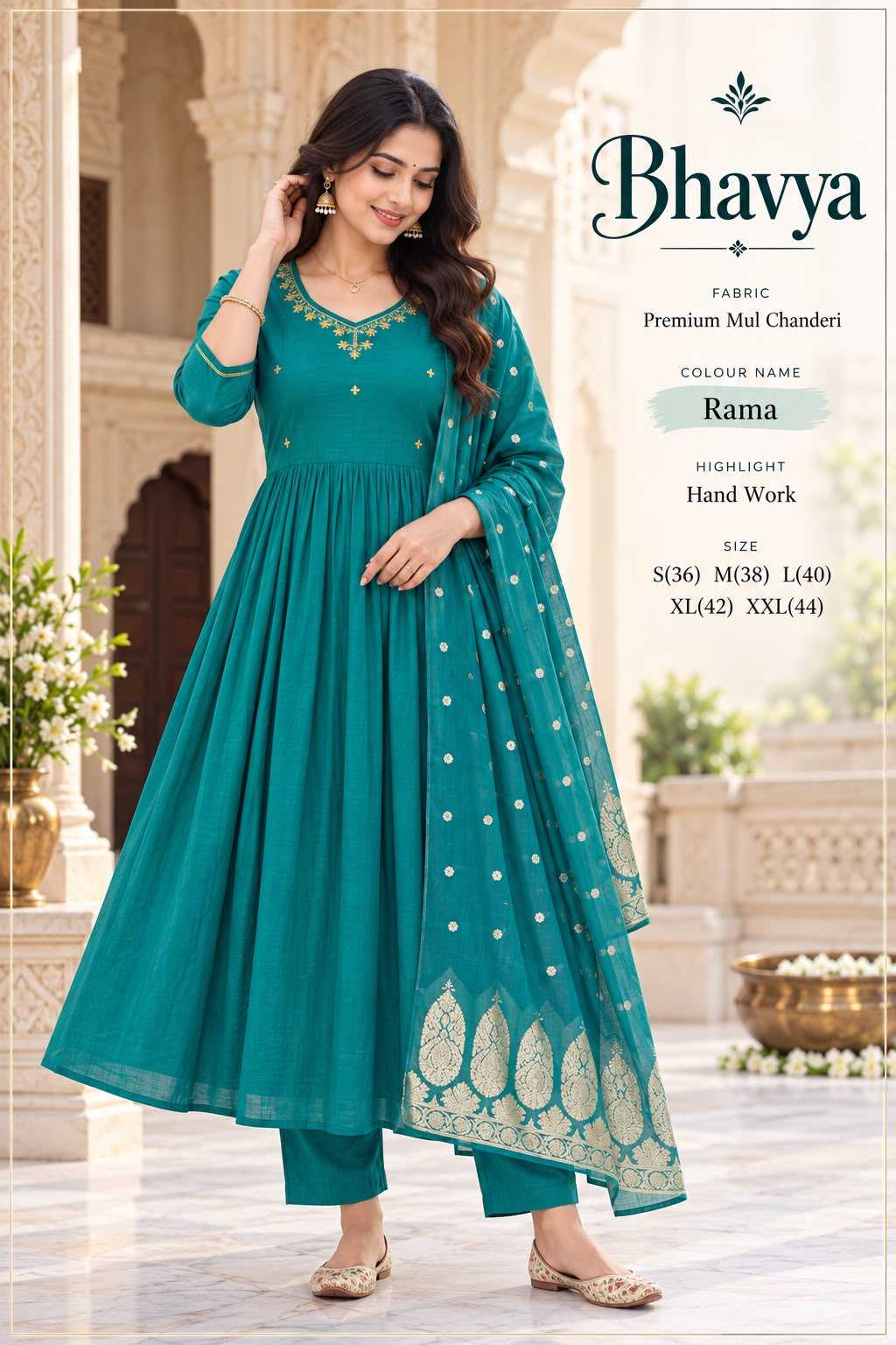 Feat Chanderi Silk Anarkali Suit