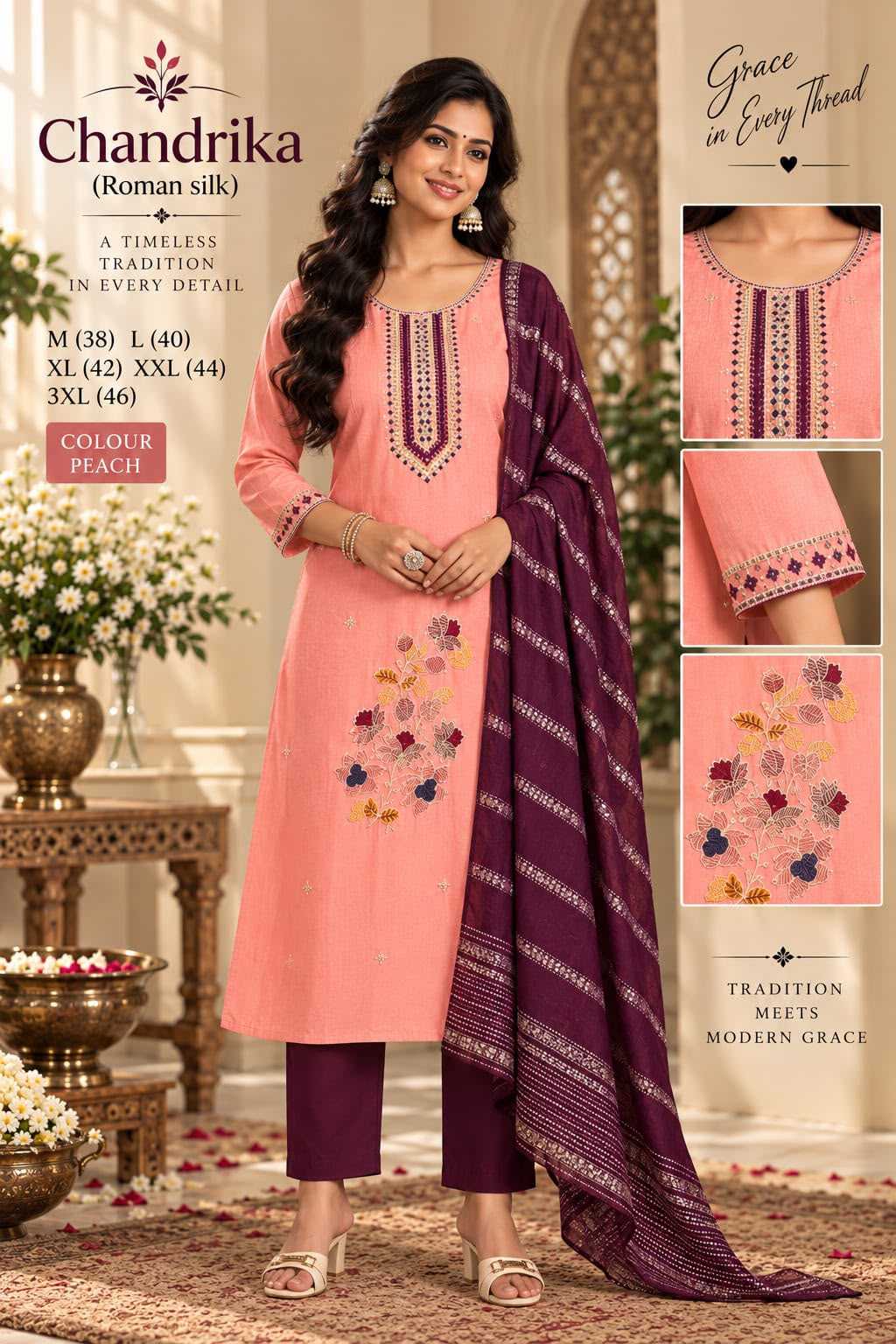 Forta Heavy Roman Silk Embroidery Suit