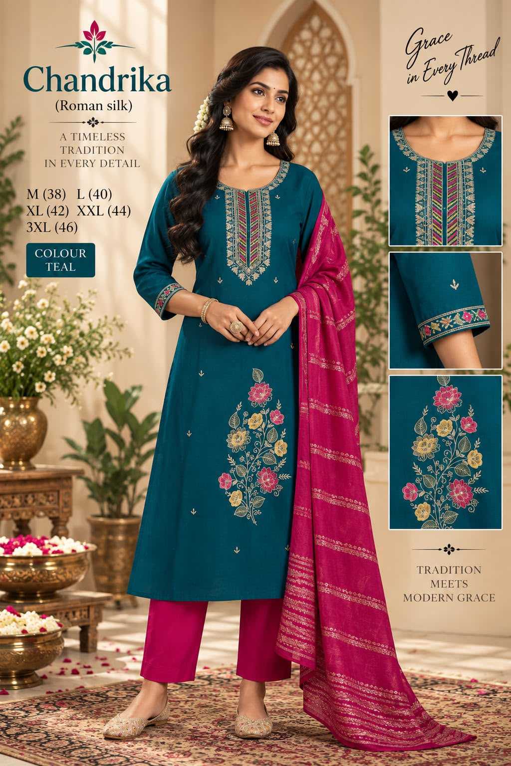 Forta Heavy Roman Silk Embroidery Suit